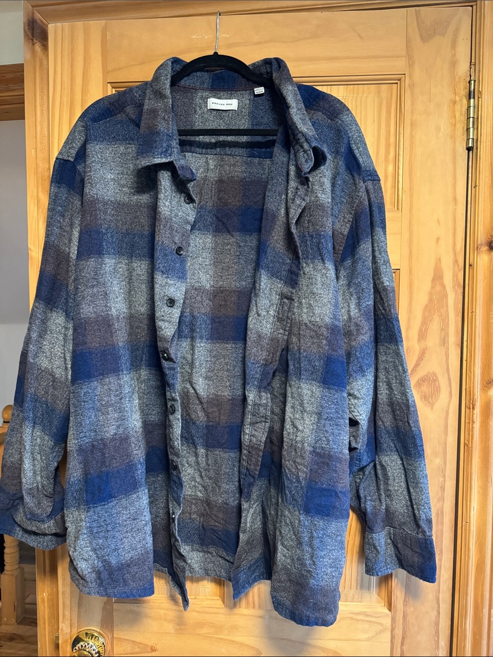 Men's Plaid Shirt Jacket - Blue & Gray Lightweight Shacket